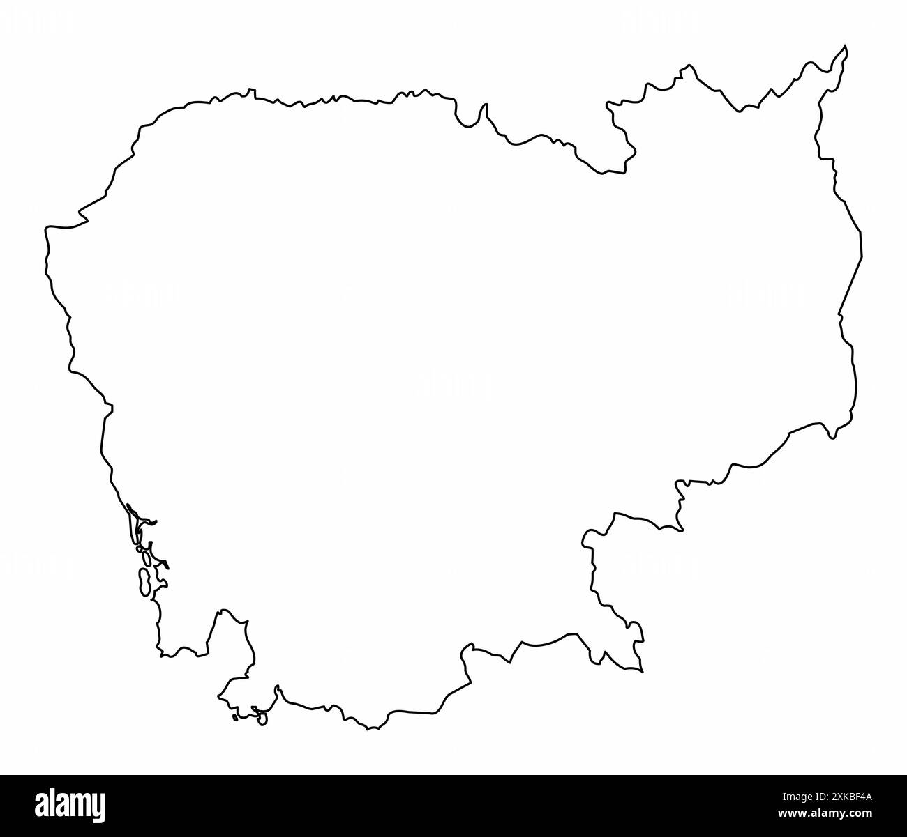 Cambodia outline map isolated on white background Stock Vector