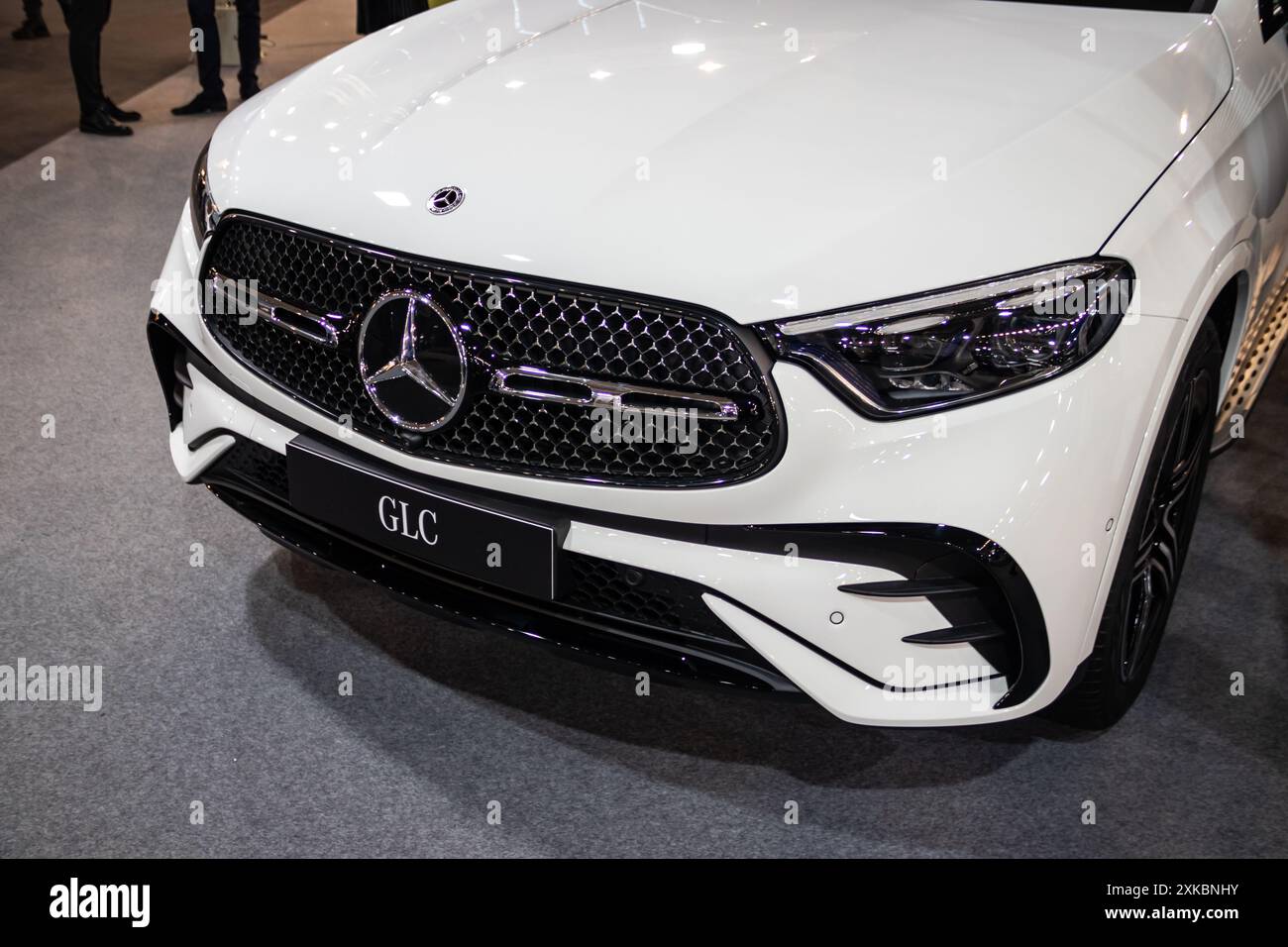 Front View of Mercedes-Benz C-Class Sedan Showcasing Luxury, Precision, and Elegant Design Stock Photo