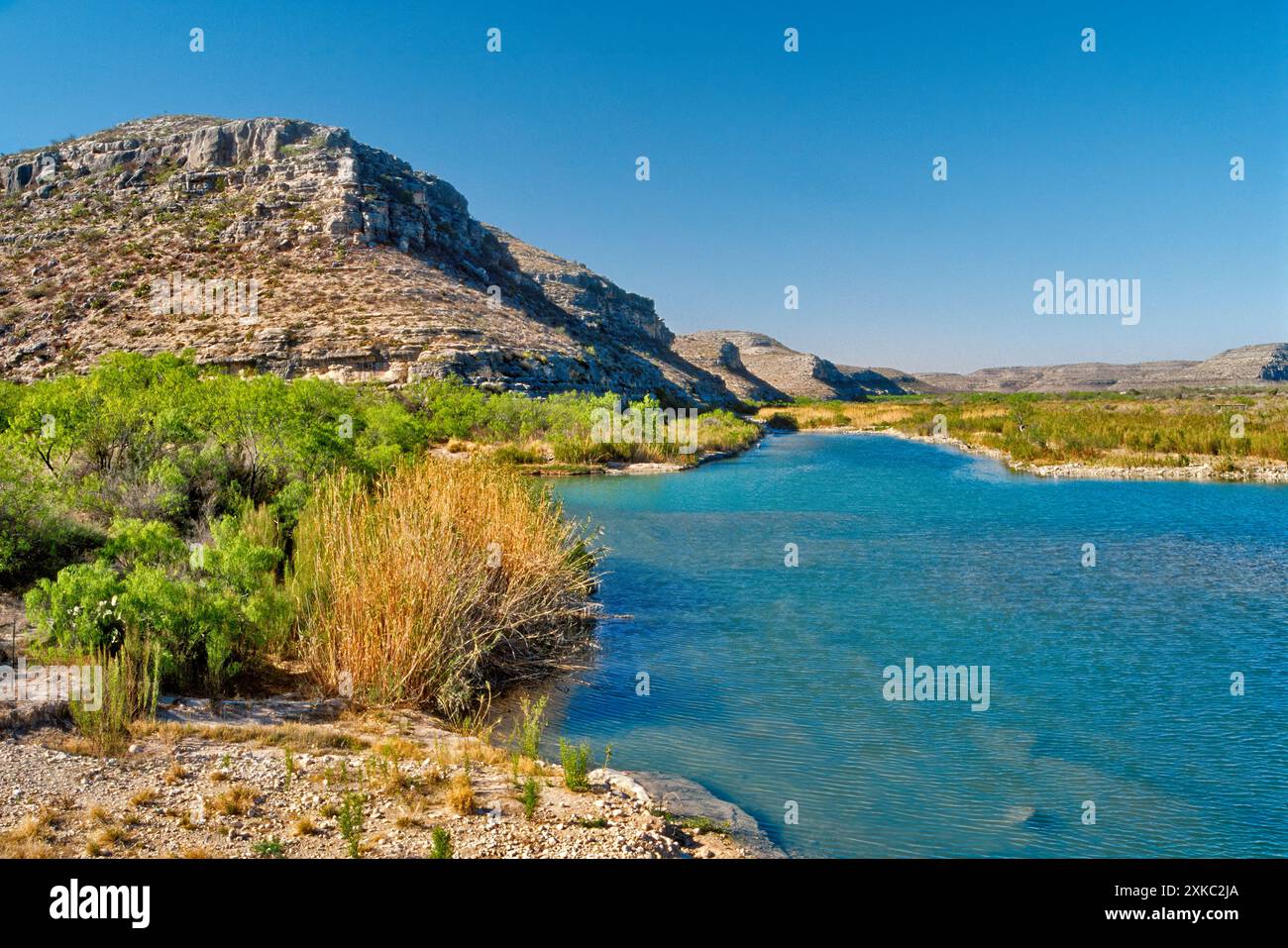 Pecos River at Pandale Crossing, Edwards Plateau, Texas, USA Stock Photo