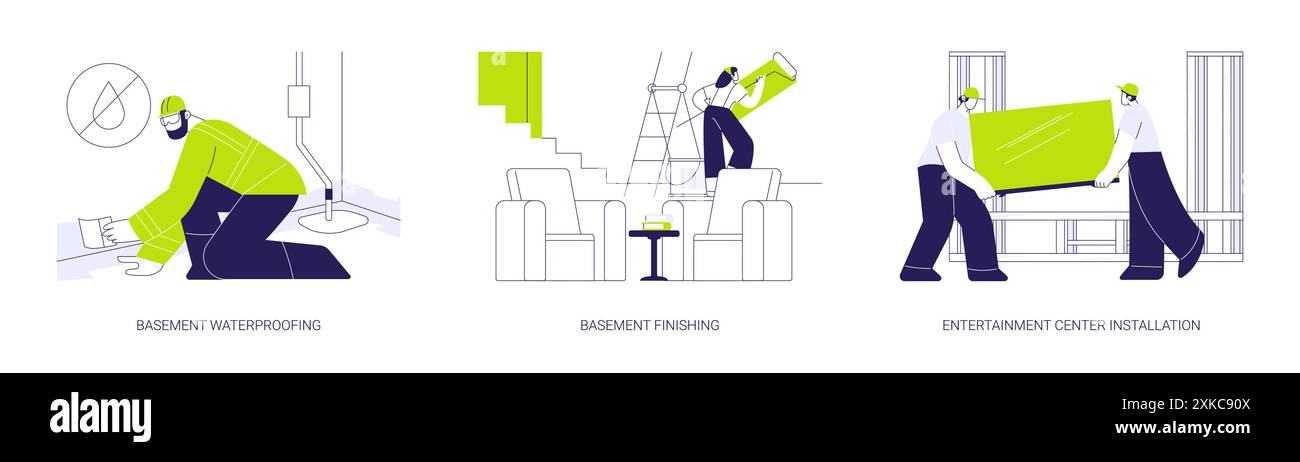 Basement design services abstract concept vector illustrations Stock ...