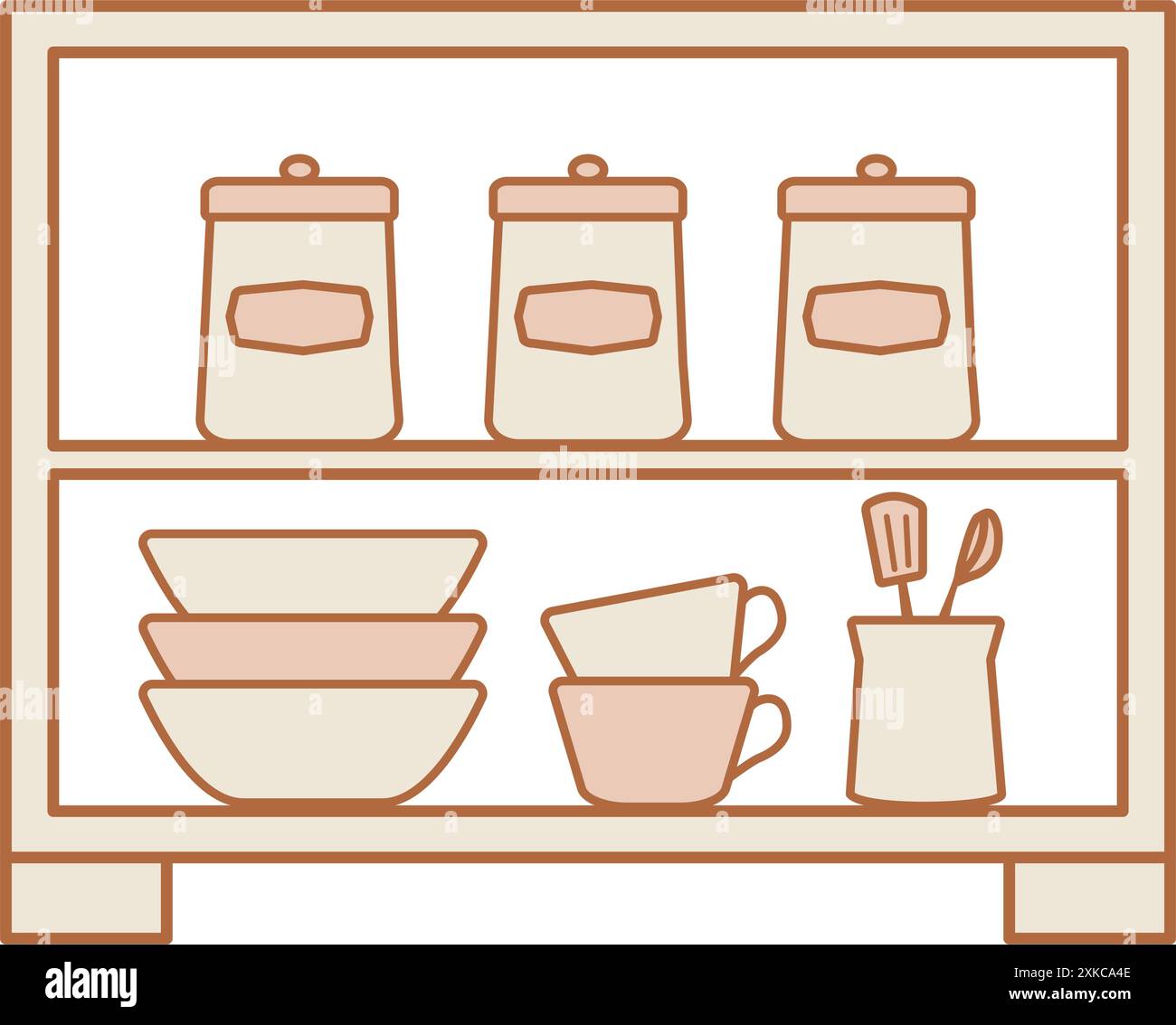 Kitchen drawer with utensils linear icon. Vector Illustration Stock ...