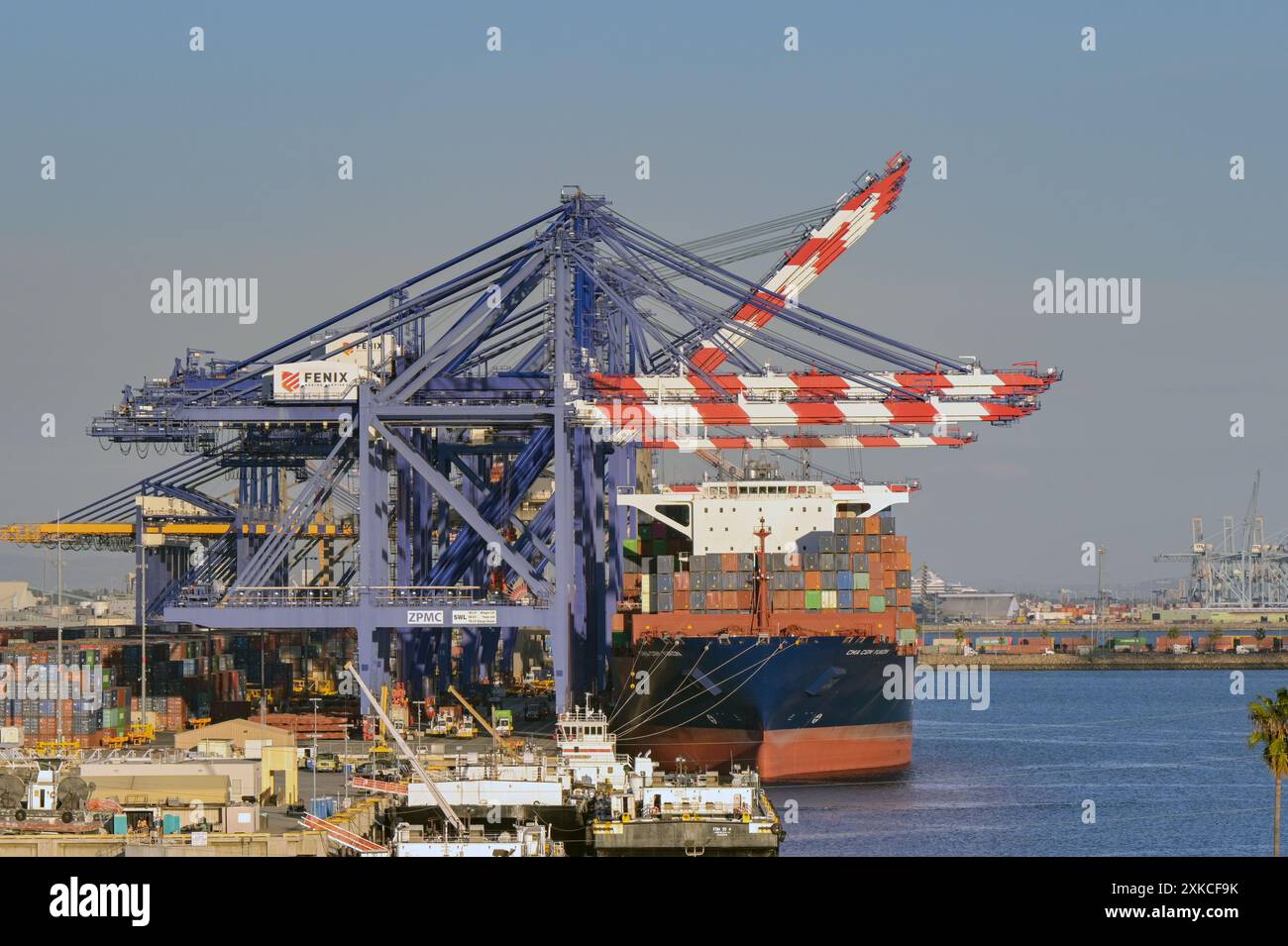Los Angeles, California, USA - 12 January 2024: Large container ship ...
