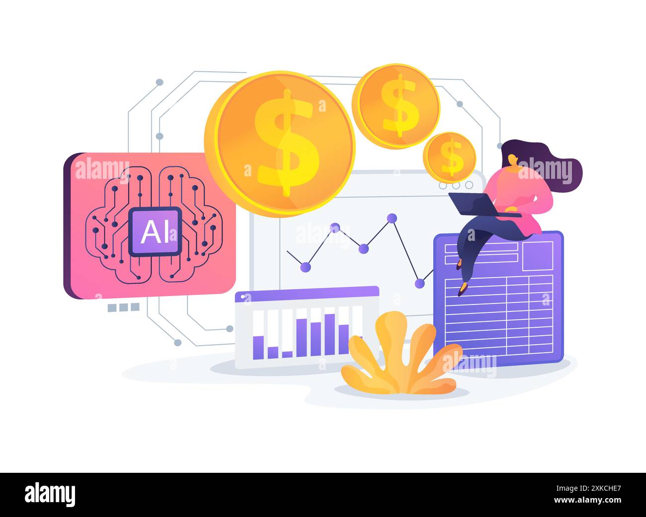AI-Enhanced Financial Forecasting abstract concept vector illustration ...