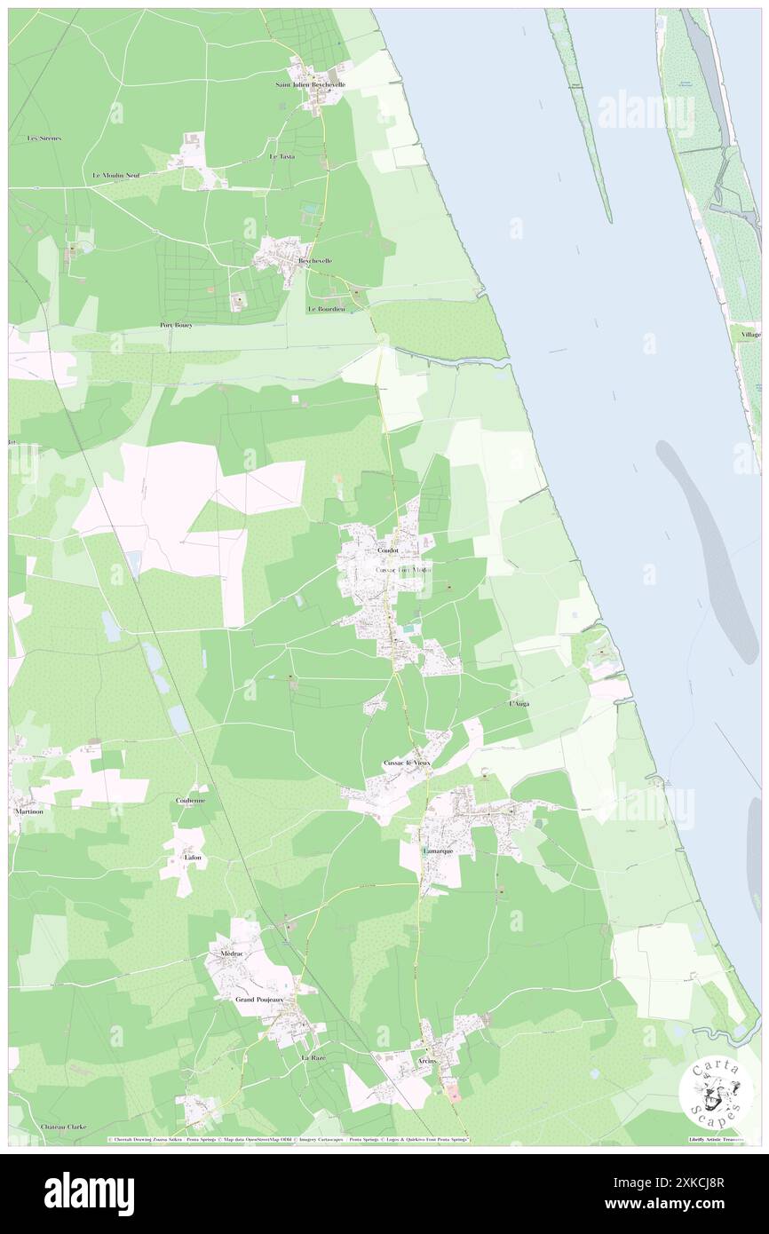 Cussac-Fort-Medoc, Gironde, FR, France, Nouvelle-Aquitaine, N 45 6' 51'', S 0 43' 47'', map, Cartascapes Map published in 2024. Explore Cartascapes, a map revealing Earth's diverse landscapes, cultures, and ecosystems. Journey through time and space, discovering the interconnectedness of our planet's past, present, and future. Stock Photo