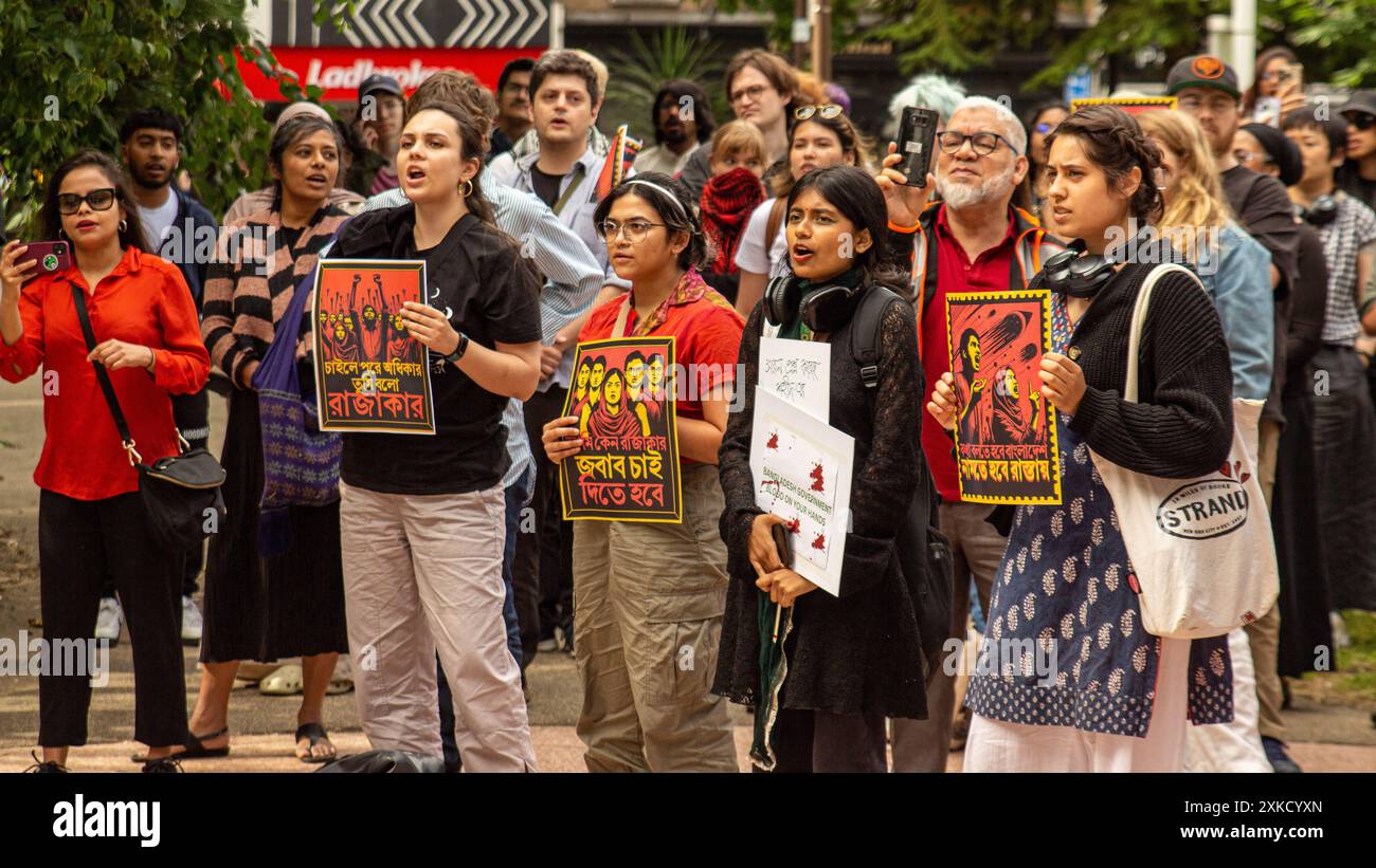 A rally in support of the student protest in Bangladesh. The event took place in Altab Ali Park, Whitechapel. Stock Photo