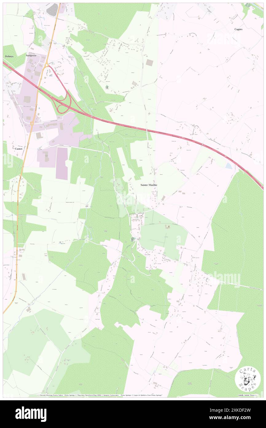 Sainte-Marthe, Lot-et-Garonne, FR, France, Nouvelle-Aquitaine, N 44 24' 50'', N 0 8' 57'', map, Cartascapes Map published in 2024. Explore Cartascapes, a map revealing Earth's diverse landscapes, cultures, and ecosystems. Journey through time and space, discovering the interconnectedness of our planet's past, present, and future. Stock Photo