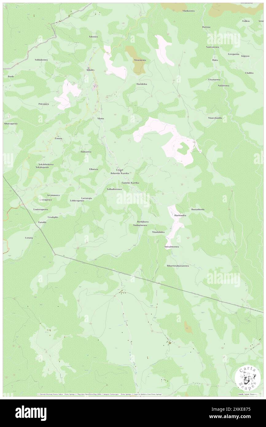 Urepel, Pyrénées-Atlantiques, FR, France, Nouvelle-Aquitaine, N 43 4' 10'', S 1 24' 59'', map, Cartascapes Map published in 2024. Explore Cartascapes, a map revealing Earth's diverse landscapes, cultures, and ecosystems. Journey through time and space, discovering the interconnectedness of our planet's past, present, and future. Stock Photo