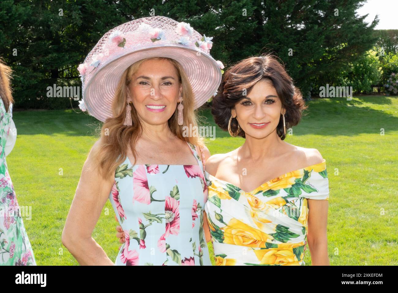 Maria Fishel and Julia Haart attends Maria & Ken Fishel's Polo Hamptons Summer Sips in Bridgehampton, NY on July 20, 2024. (Photo by David Warren /Sipa? USA) Credit: Sipa USA/Alamy Live News Stock Photo