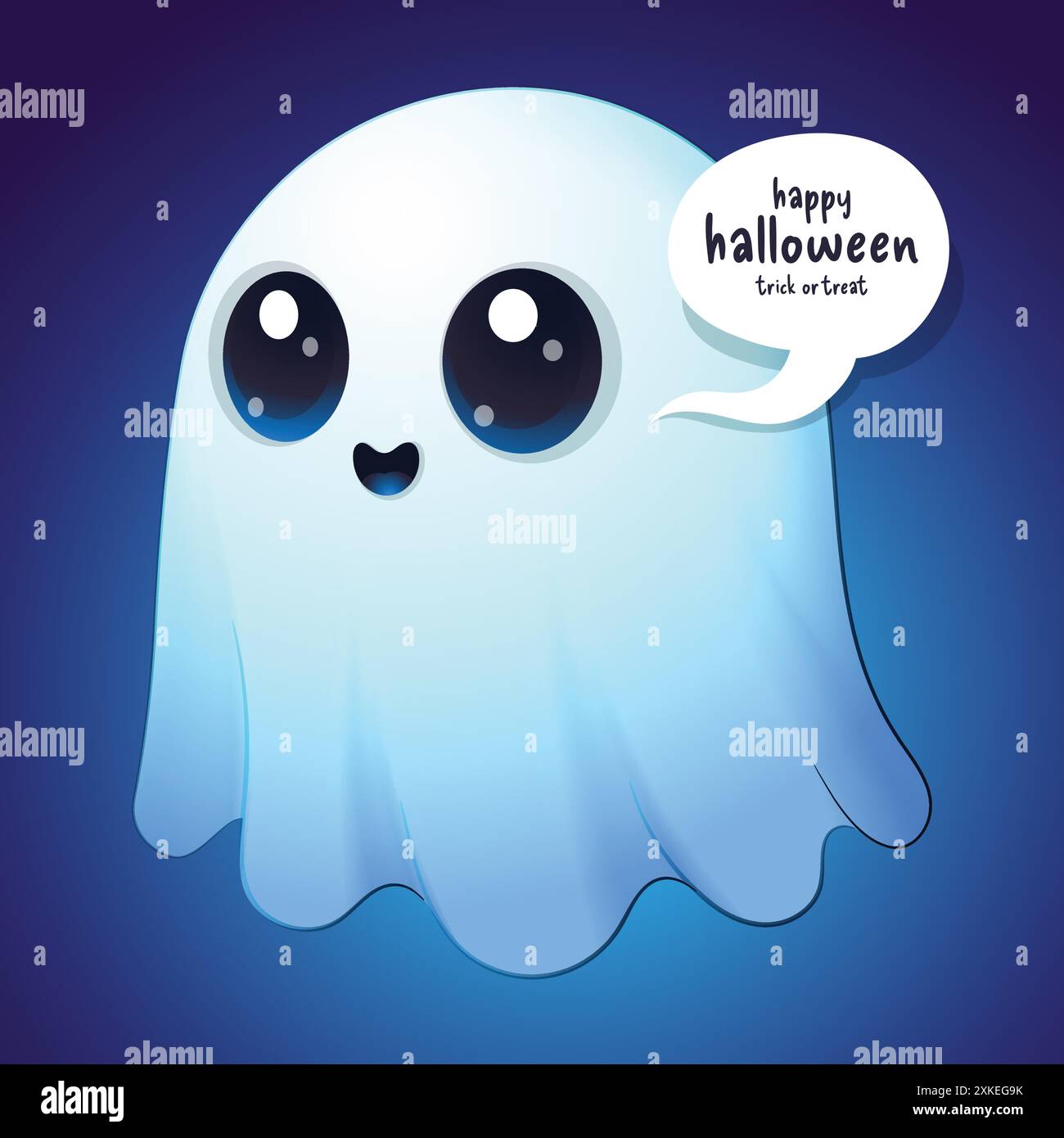 Flying Cartoon Ghost Illustration Of Funny Monster Halloween Mascot 