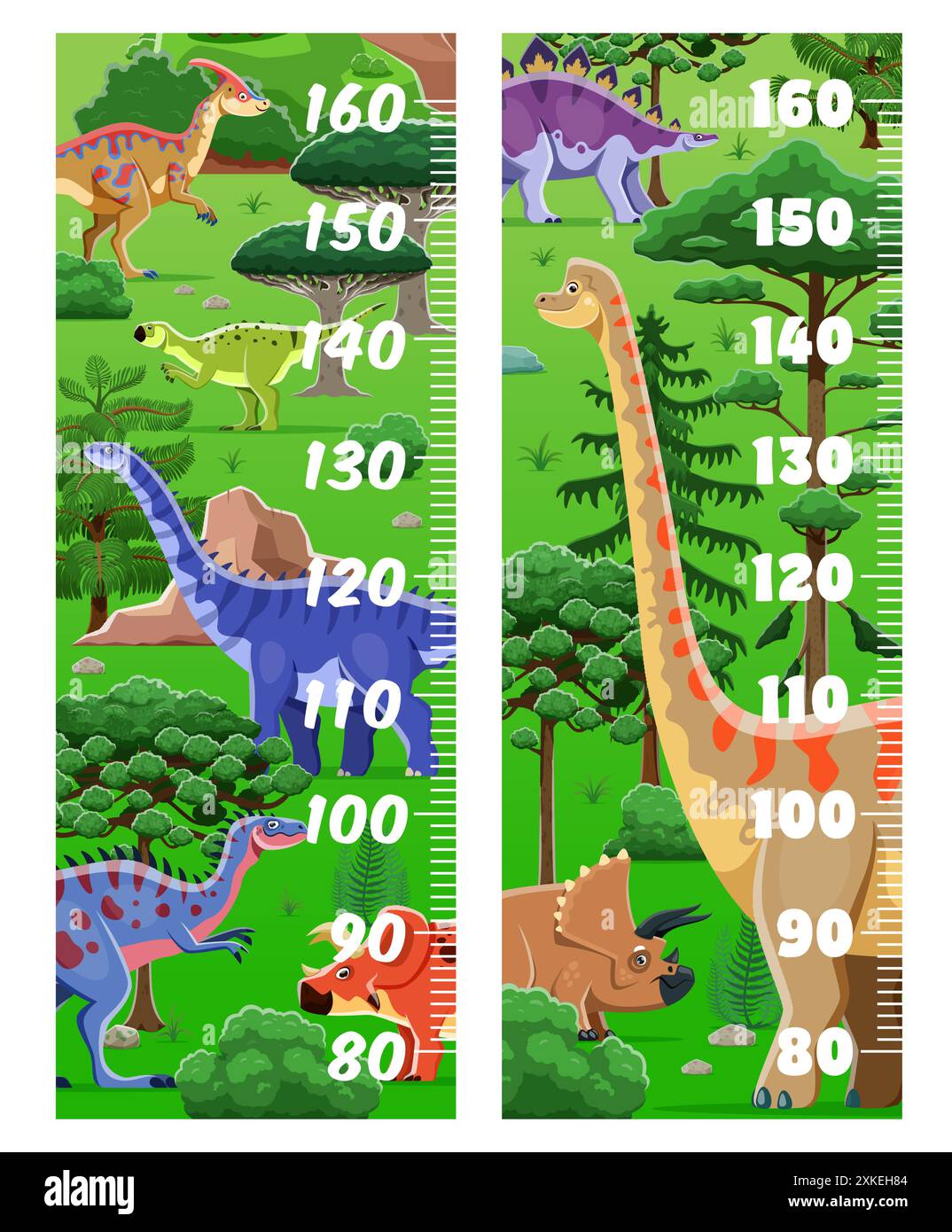 kids-height-chart-ruler-with-funny-dinosaurs-for-baby-growth-measure-vector-cartoon-background