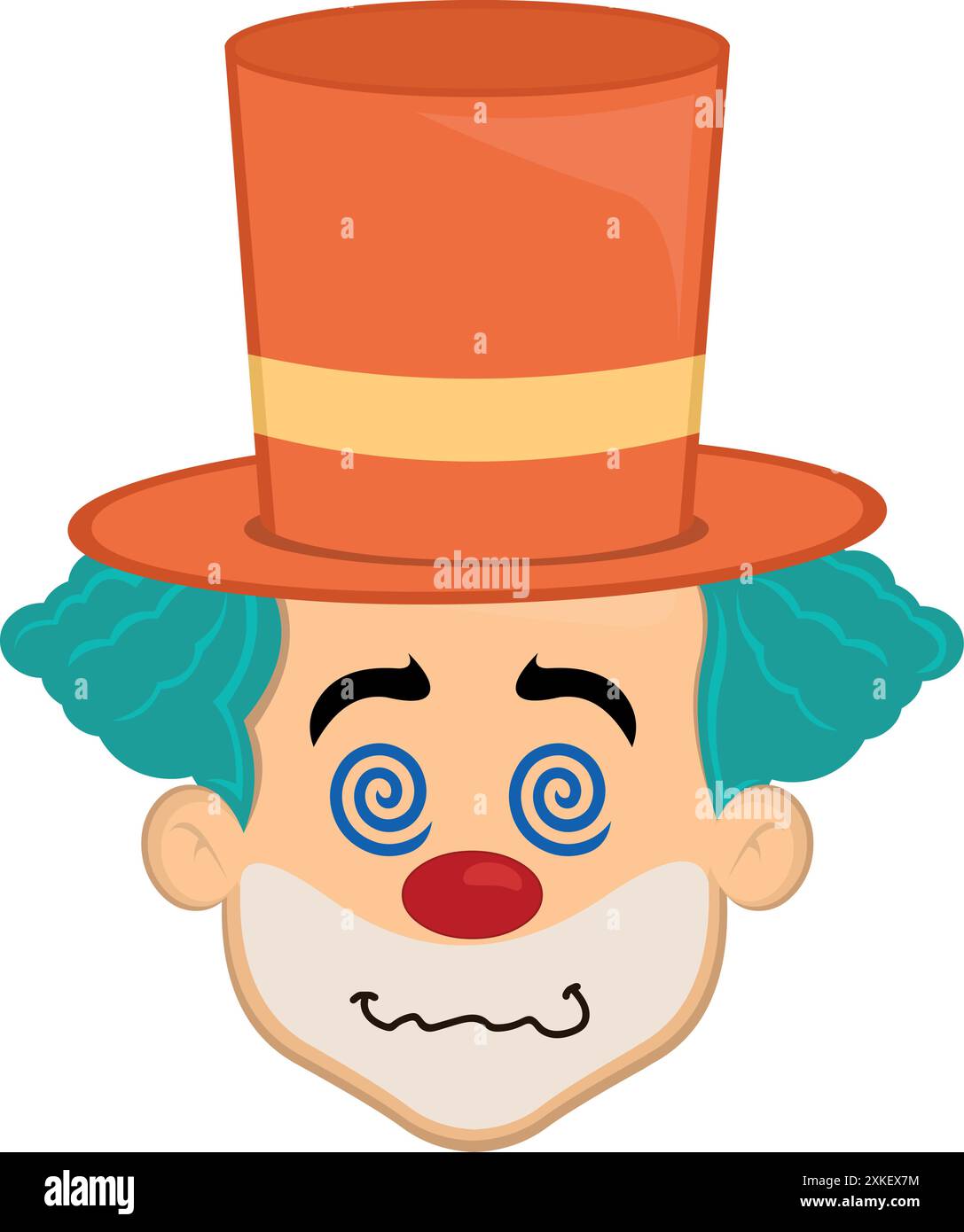 vector illustration face character clown cartoon, hypnotized or drugged ...