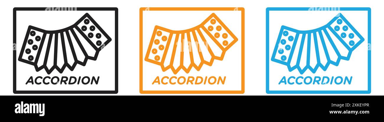 Accordion icon vector logo set collection or bundle pack group Stock Vector