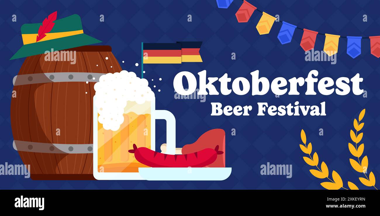 oktoberfest beer festival horizontal banner illustration Stock Vector ...