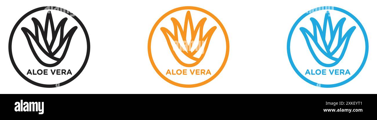 Aloe vera icon vector logo set collection or bundle pack group Stock Vector
