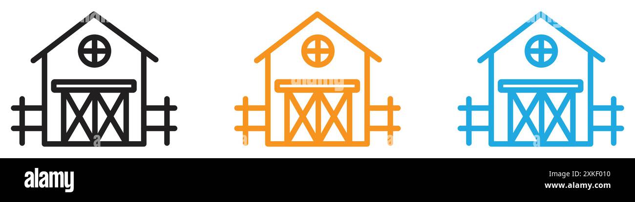 barn farm icon vector logo set collection or bundle pack group Stock Vector