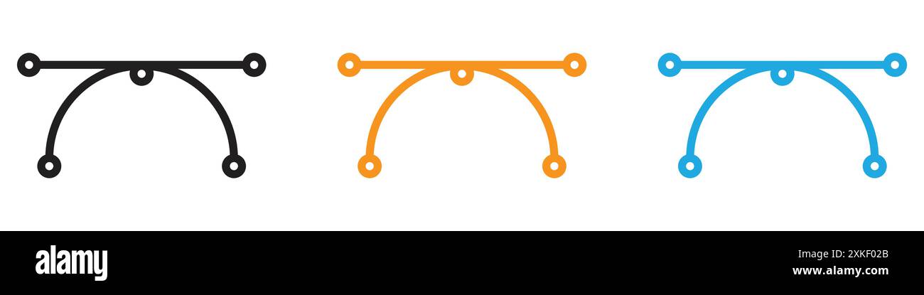 Bezier curve icon vector logo set collection or bundle pack group Stock Vector