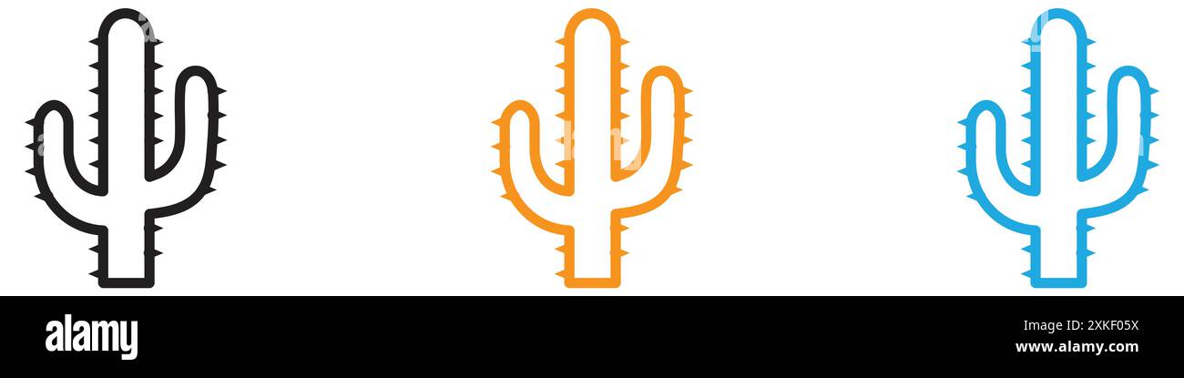 Cactus icon vector logo set collection or bundle pack group Stock Vector