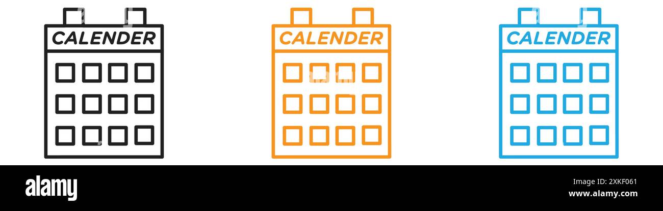calendar icon vector logo set collection or bundle pack group Stock Vector