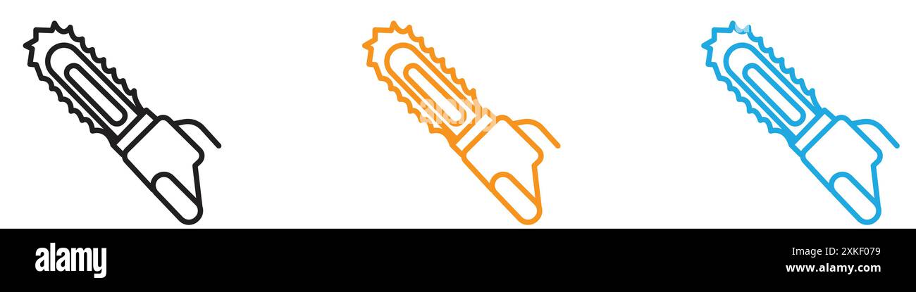 Chainsaw icon vector logo set collection or bundle pack group Stock Vector