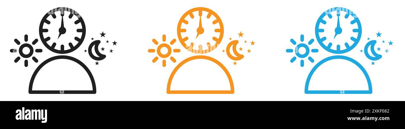 Circadian rhythms icon vector logo set collection or bundle pack group Stock Vector