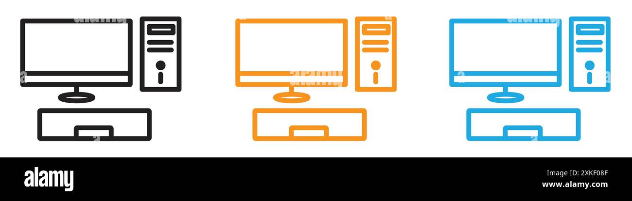 Computer icon vector logo set collection or bundle pack group Stock Vector