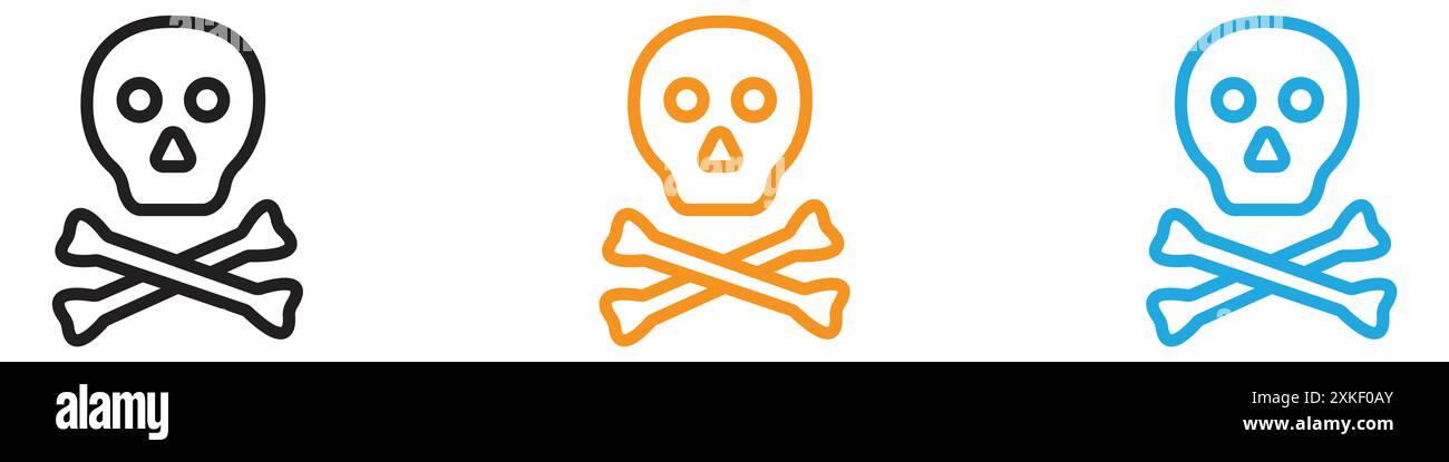 Crossbones skull icon vector logo set collection or bundle pack group Stock Vector
