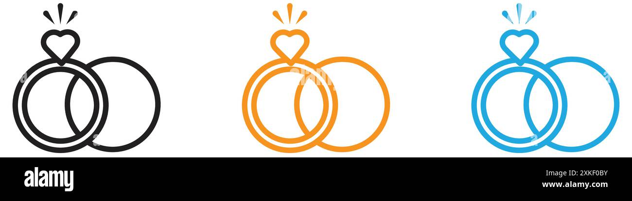 Couple Ring icon vector logo set collection or bundle pack group Stock Vector