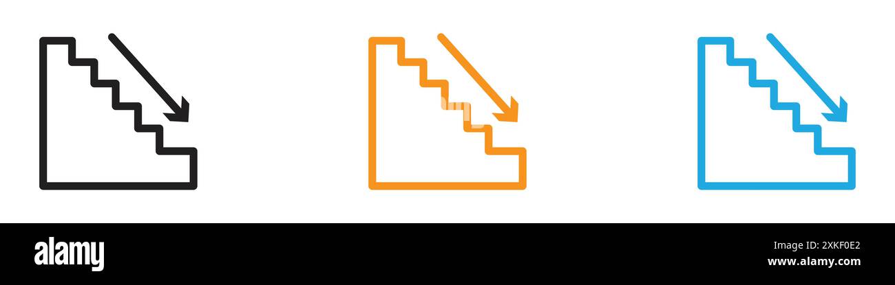 Downstairs icon vector logo set collection or bundle pack group Stock Vector