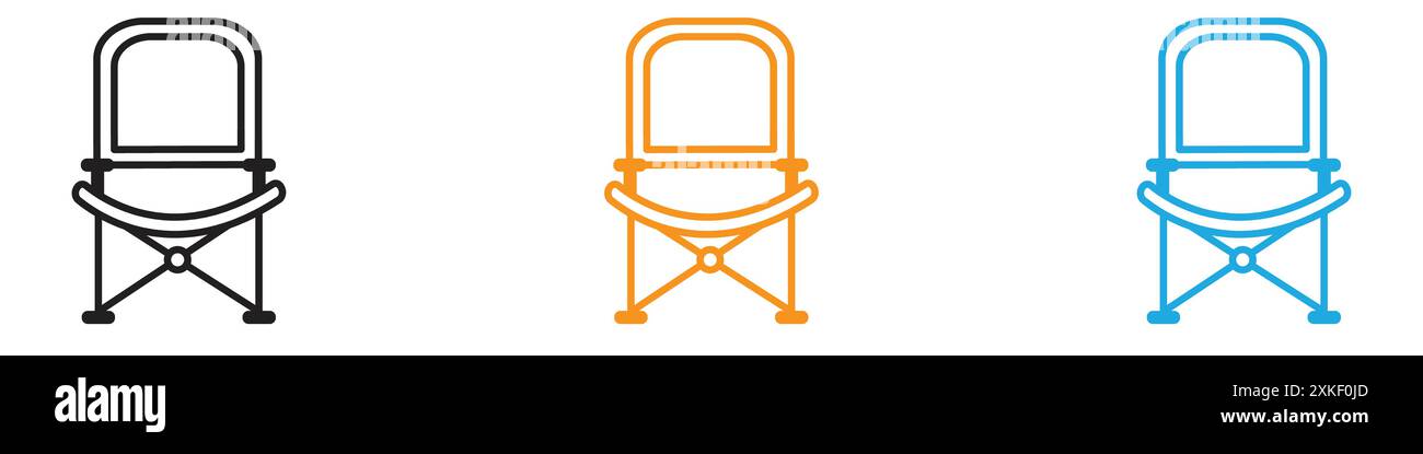 folding chair icon vector logo set collection or bundle pack group Stock Vector