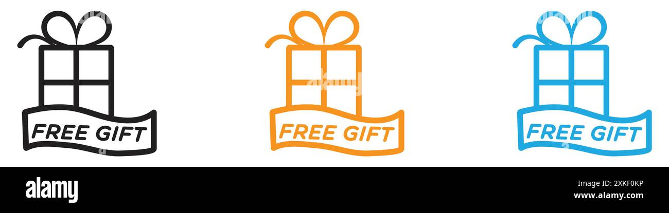 Free gift icon vector logo set collection or bundle pack group Stock Vector