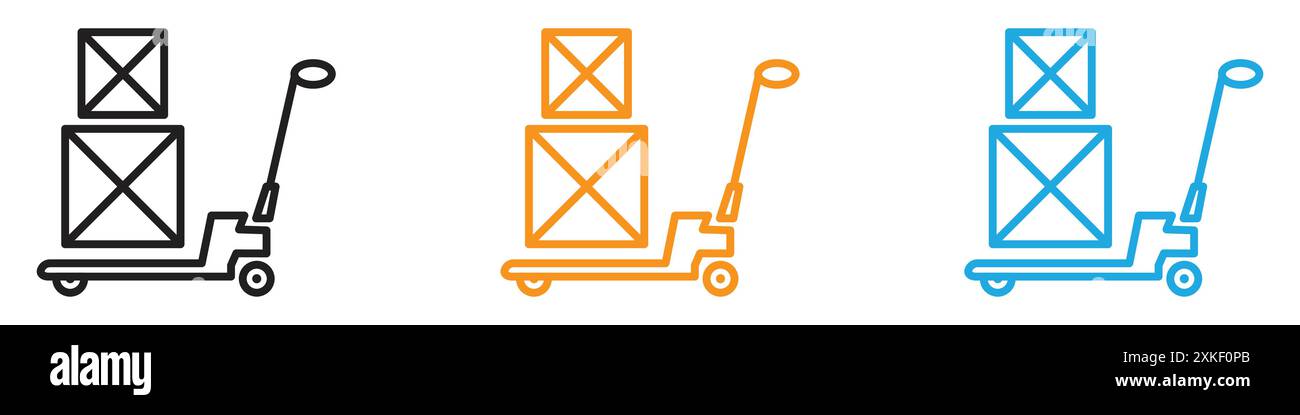 Hand pallet jack icon vector logo set collection or bundle pack group Stock Vector