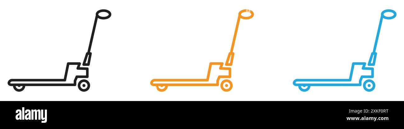 Hand pallet jack icon vector logo set collection or bundle pack group Stock Vector
