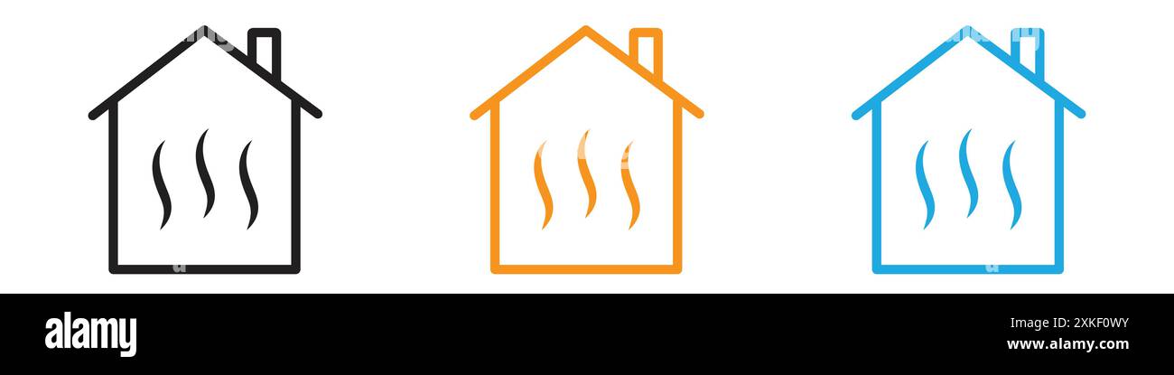 House heating icon vector logo set collection or bundle pack group Stock Vector