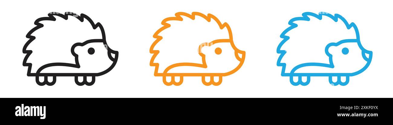 Hedgehog icon vector logo set collection or bundle pack group Stock Vector