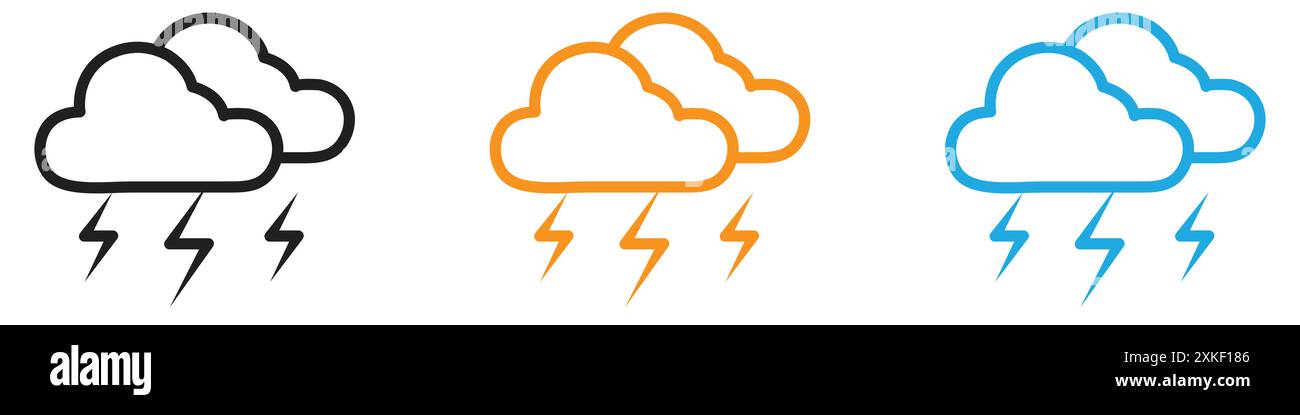 Lightning icon vector logo set collection or bundle pack group Stock Vector