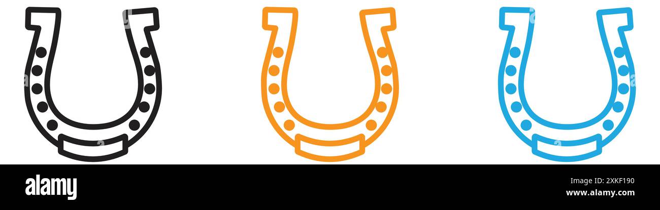 lucky horseshoe icon vector logo set collection or bundle pack group Stock Vector