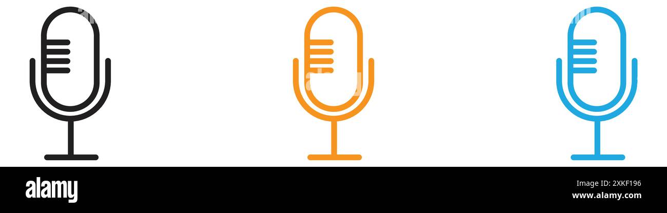 Microphone icon vector logo set collection or bundle pack group Stock Vector