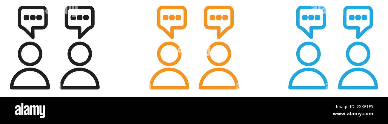 Person conversation icon vector logo set collection or bundle pack group Stock Vector