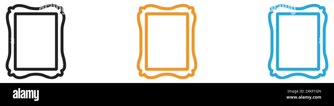 Photo frame icon vector logo set collection or bundle pack group Stock Vector