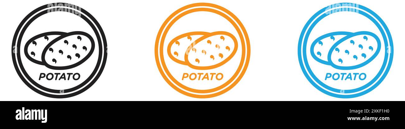 Potato icon vector logo set collection or bundle pack group Stock Vector