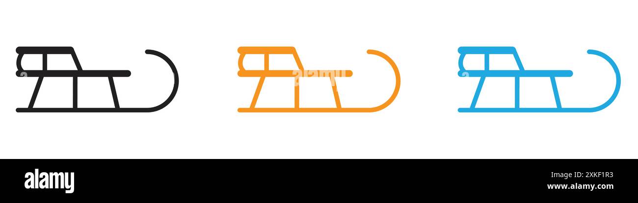 Sled icon vector logo set collection or bundle pack group Stock Vector