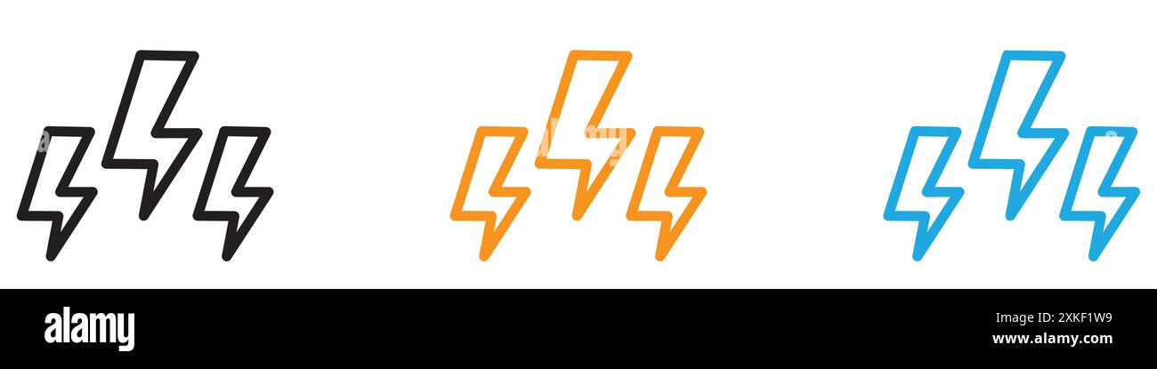 Thunder lightning icon vector logo set collection or bundle pack group Stock Vector