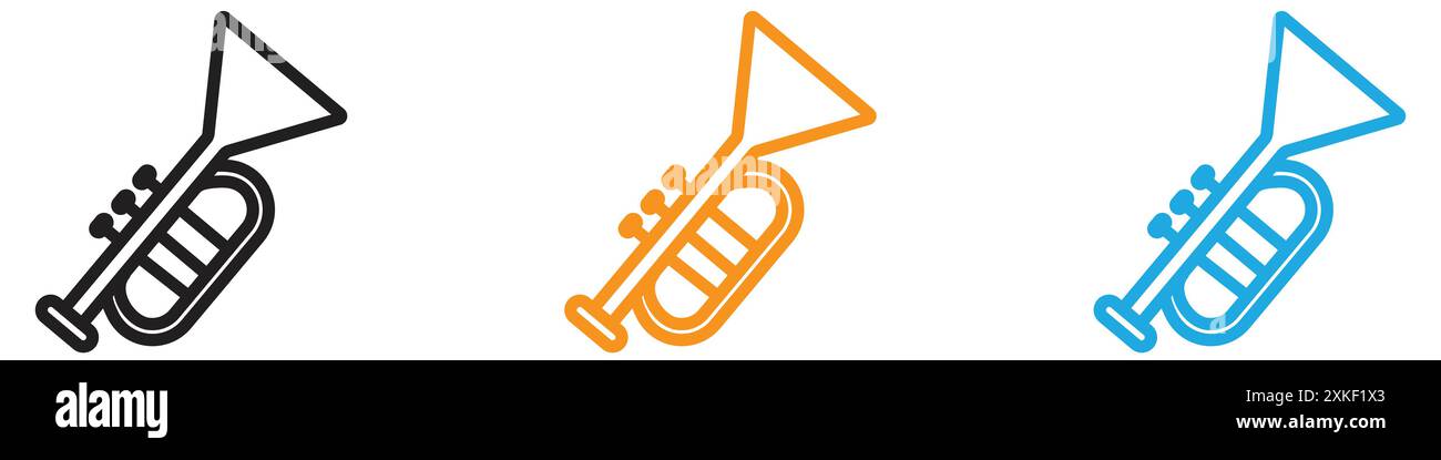 Trumpet icon vector logo set collection or bundle pack group Stock Vector
