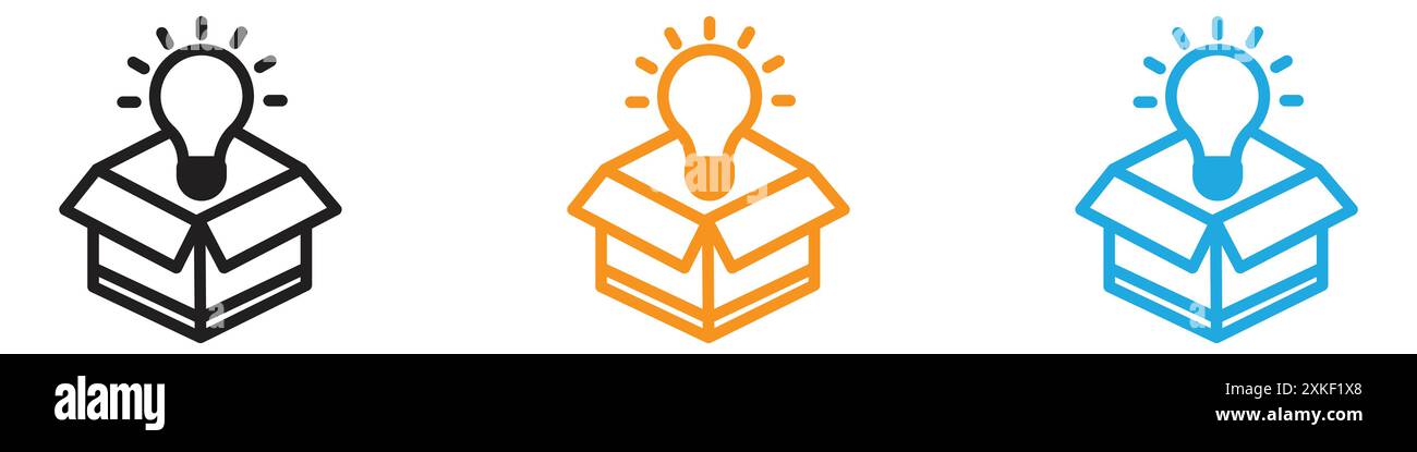 Think out of box idea icon vector logo set collection or bundle pack ...