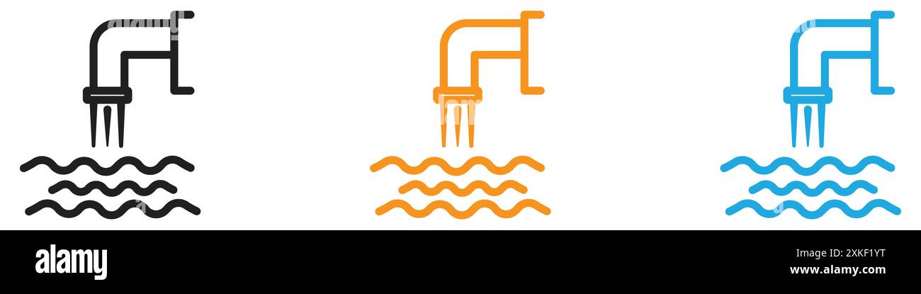 Water supply drain icon vector logo set collection or bundle pack group Stock Vector