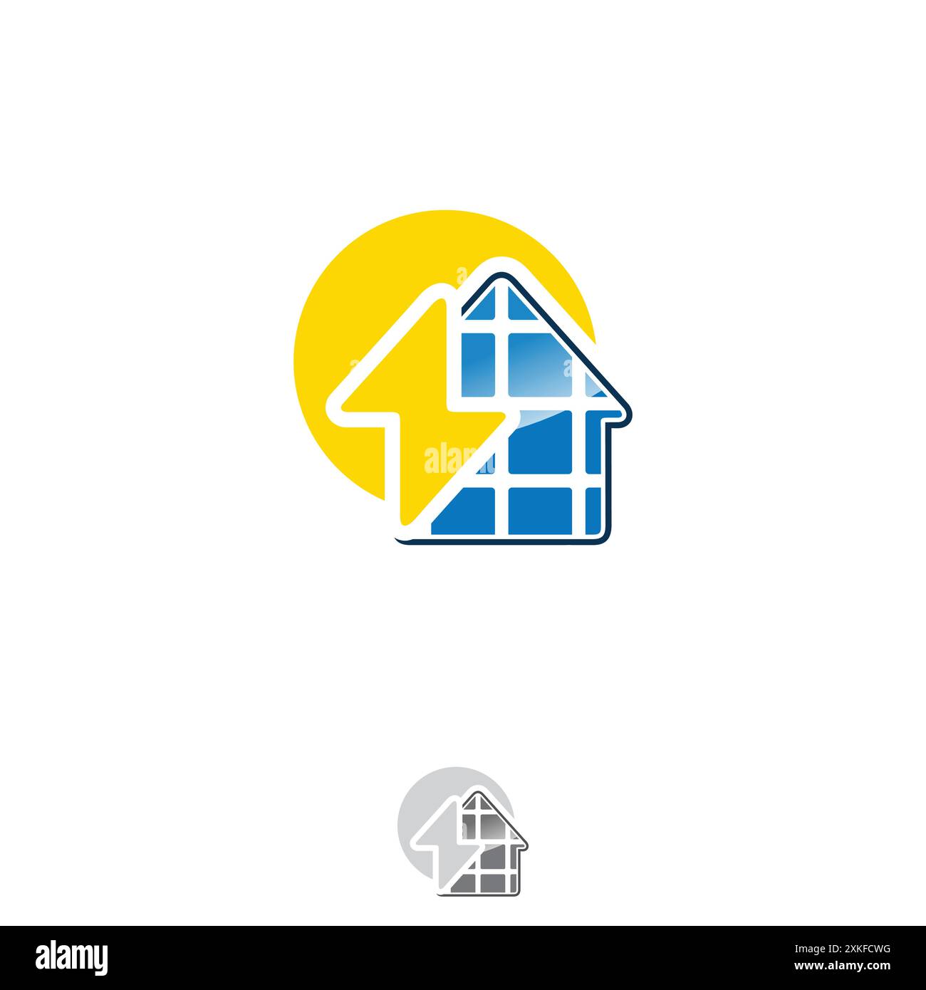 Solar Energy for house home roof icon logo design template. Vector ...