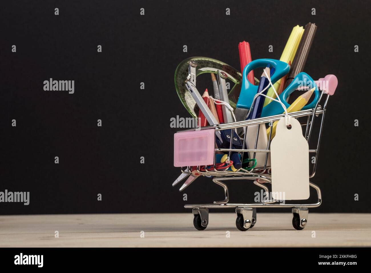 Model Label Troly back to school template with multiple stationery in trolley with an ...