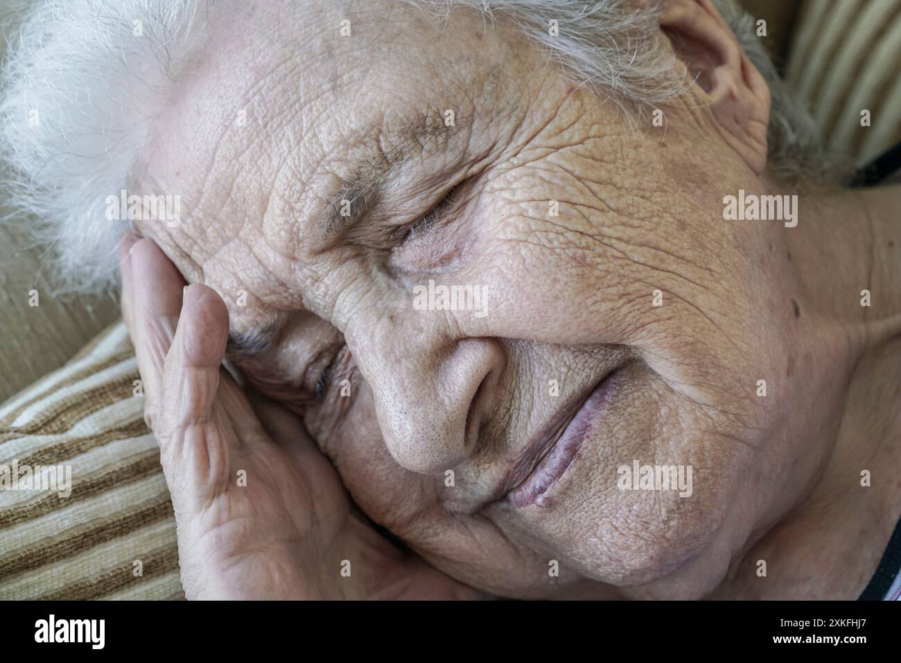 Closeup face woman relaxing in hi-res stock photography and images - Alamy