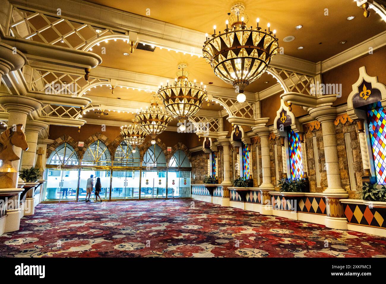 Interior of medieval themed Excalibur Hotel and Casino, The Strip, Las Vegas, Nevada, USA Stock Photo