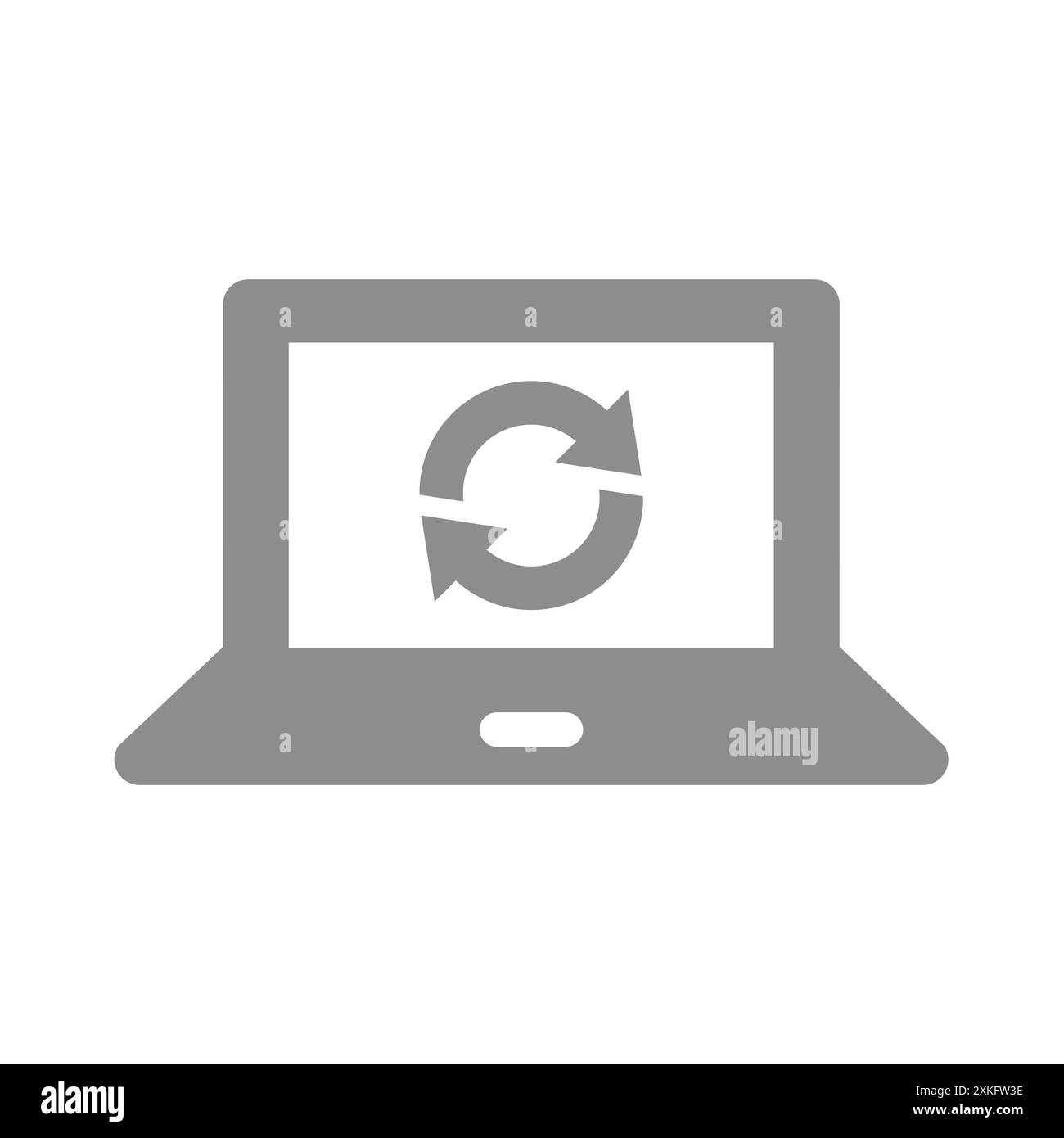 Web page refresh or loading vector icon. Laptop and reloading or refreshing arrow circle. Stock Vector